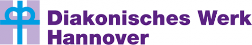 Logo des Diakonischen Werks Hannover mit blauem Symbol und lila Schriftzug.